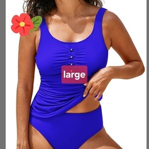 Large New  Blue Women's Bikini Tankini Swimsuit One Piece